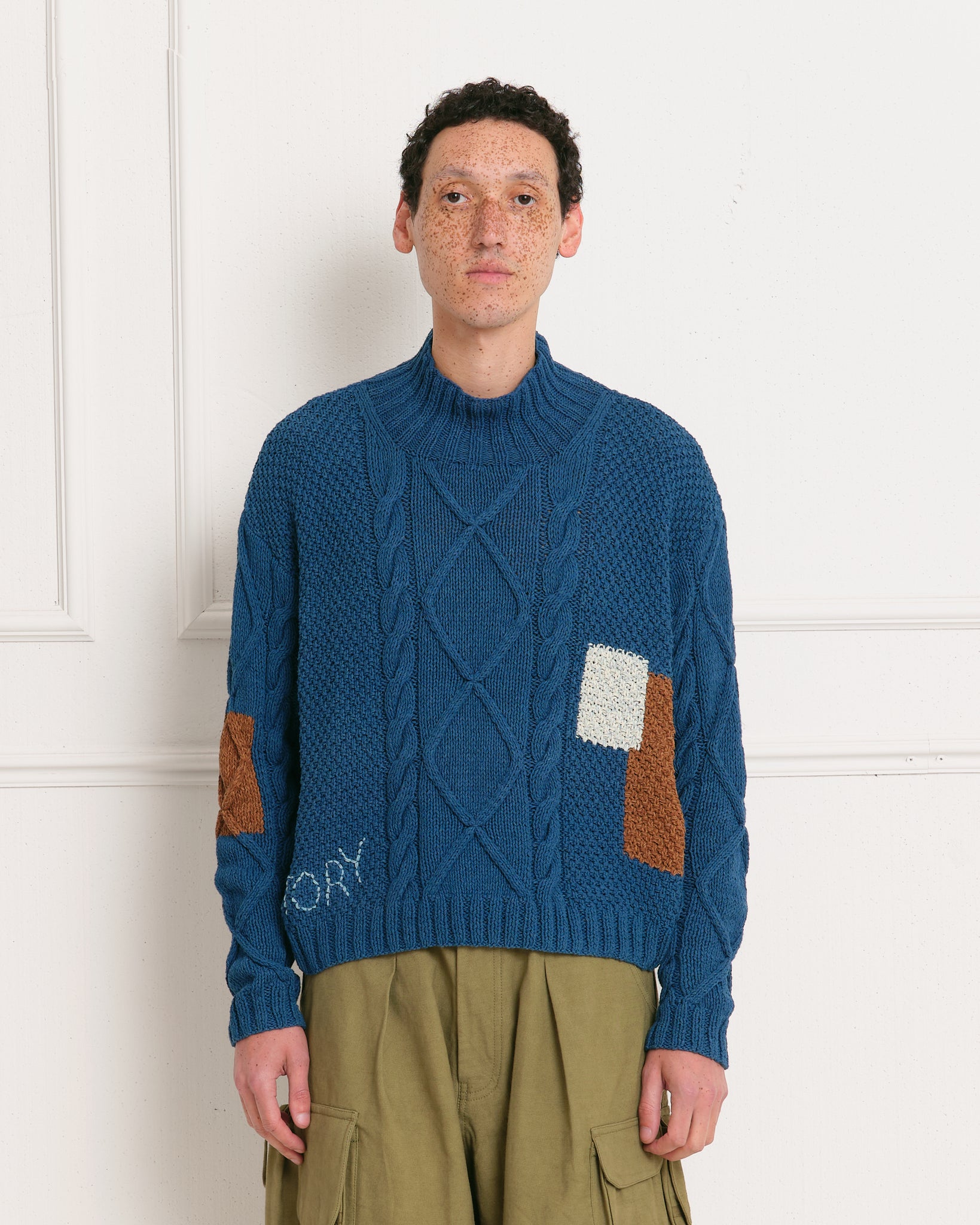 Cable Funnel Neck - Indigo Darn Knit