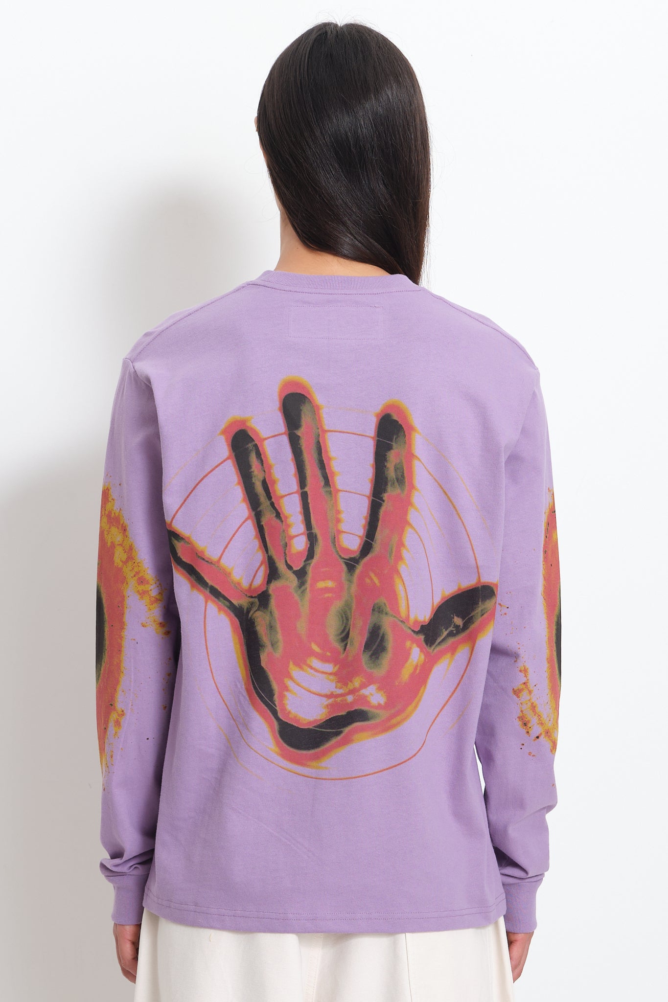 Recycled Cotton LS Tee - Purple Hand