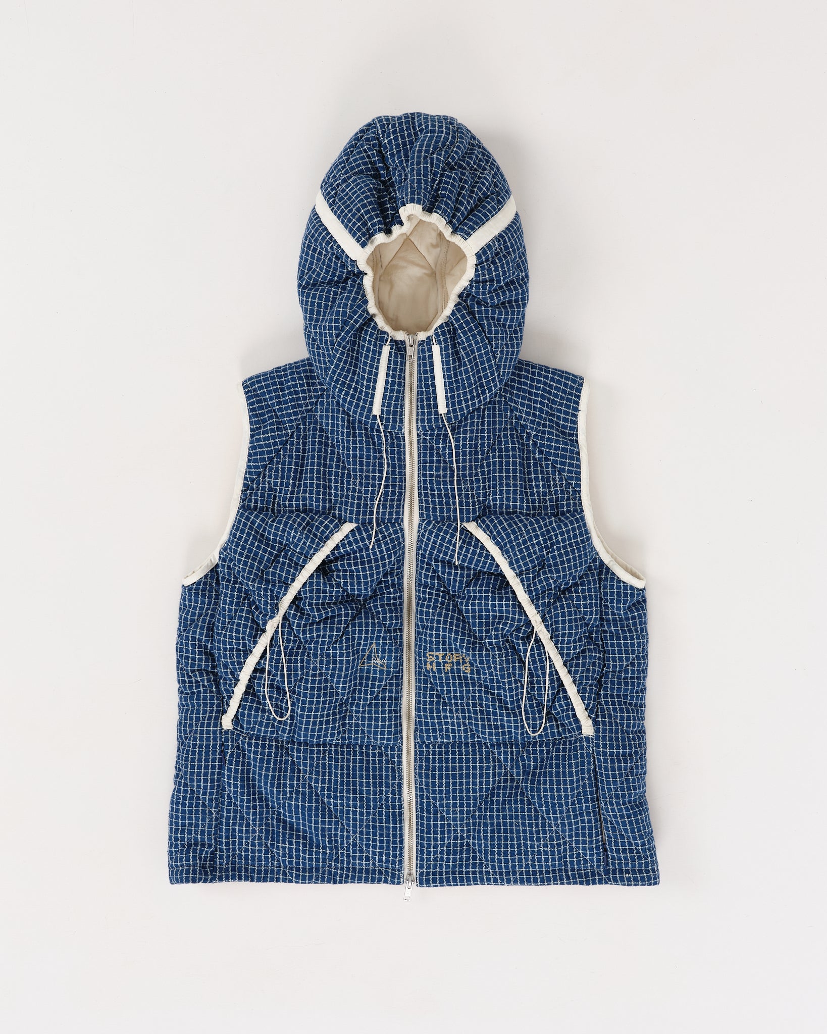 Story mfg. x ROA Vest - Indigo Check Handloom