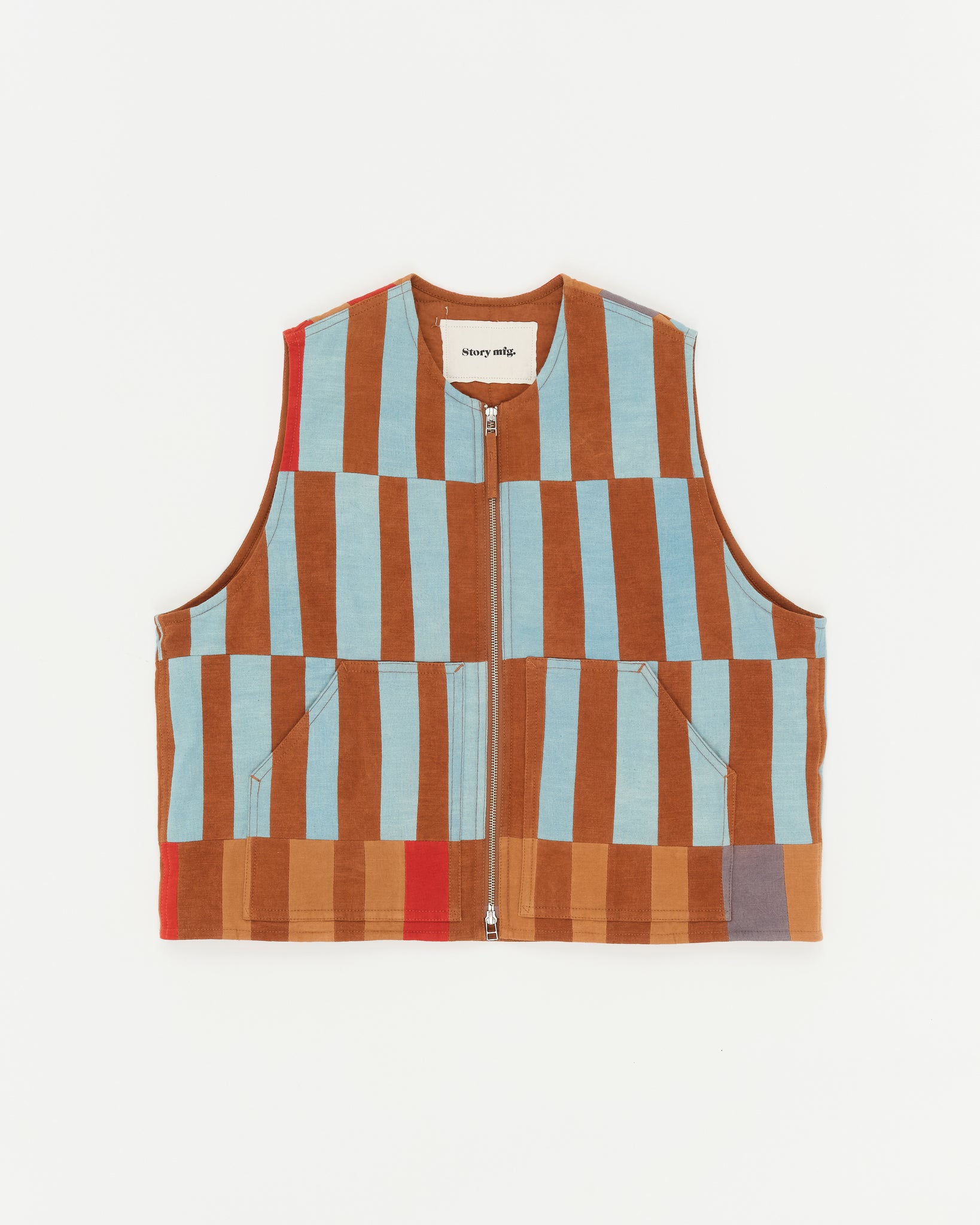 Saturn Vest - Indigo Stripe Patchwork