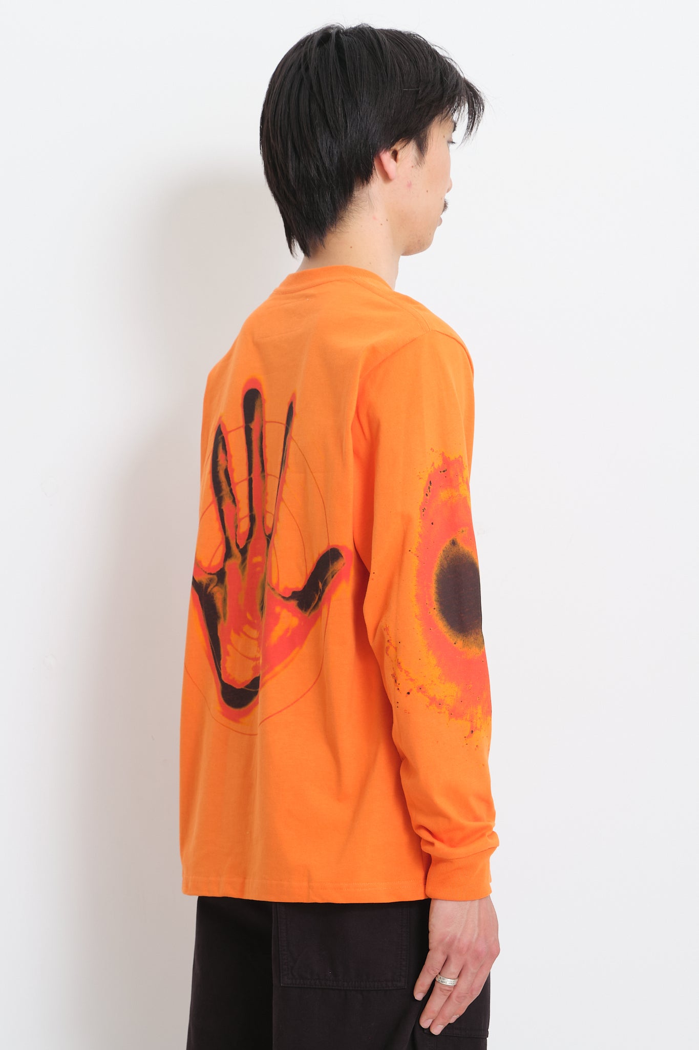 Recycled Cotton LS Tee - Orange Hand