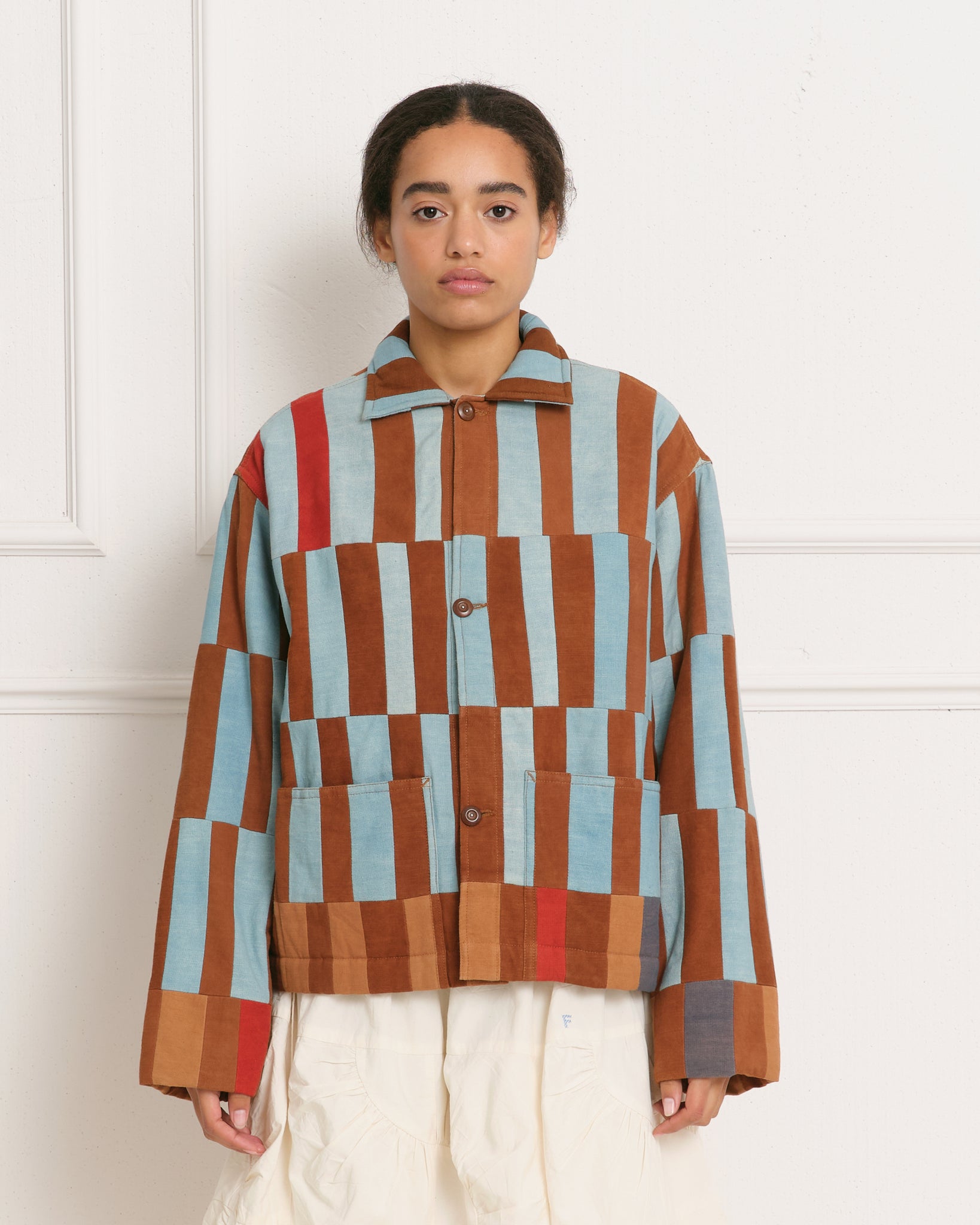 Short on Time Jacket - Indigo Stripe Patchwork