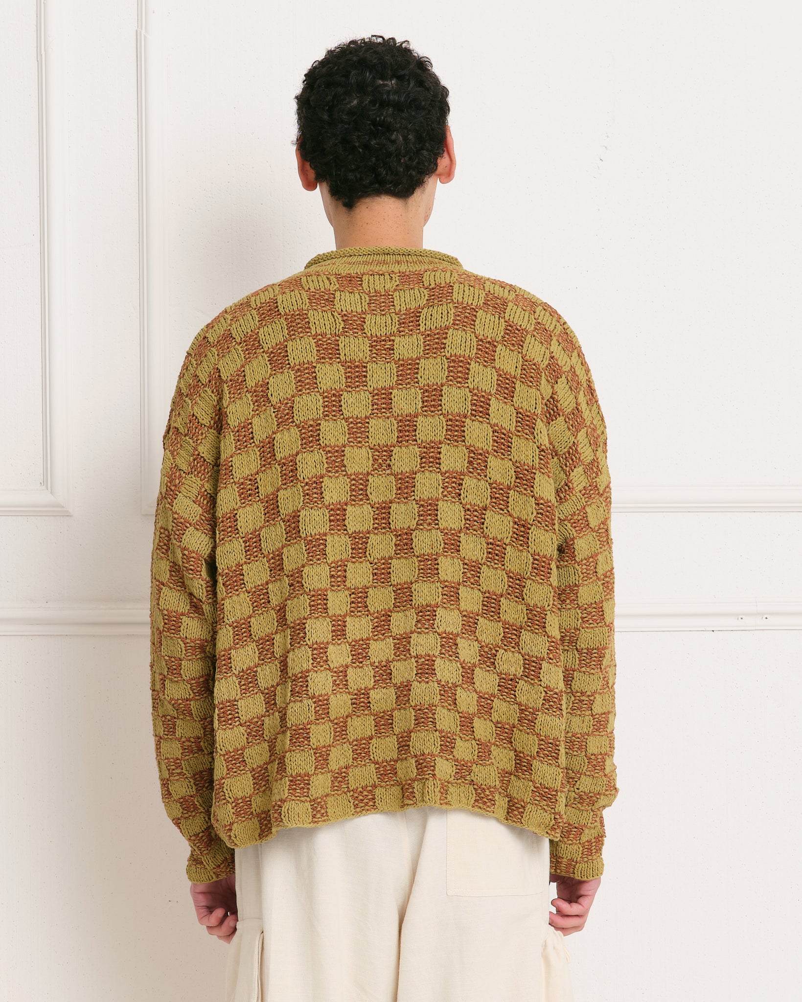 Twinsun Knit Rollneck - Olive Checker