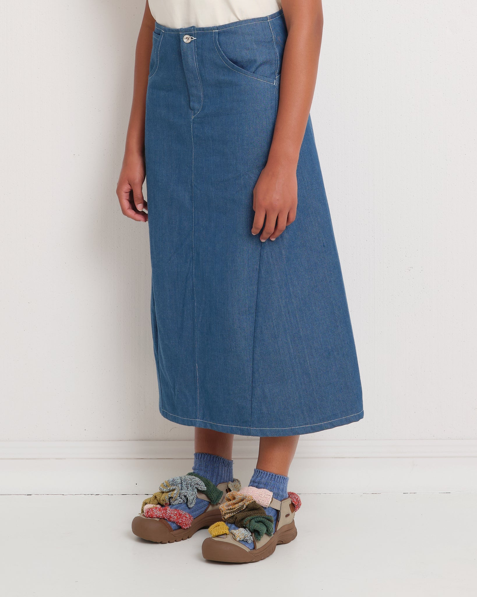 Twisty Skirt - Indigo Denim Wonky-Wear